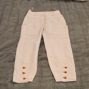 Chic Light Pink Cropped Cris Barros Women's Pants Size 34 (XS)